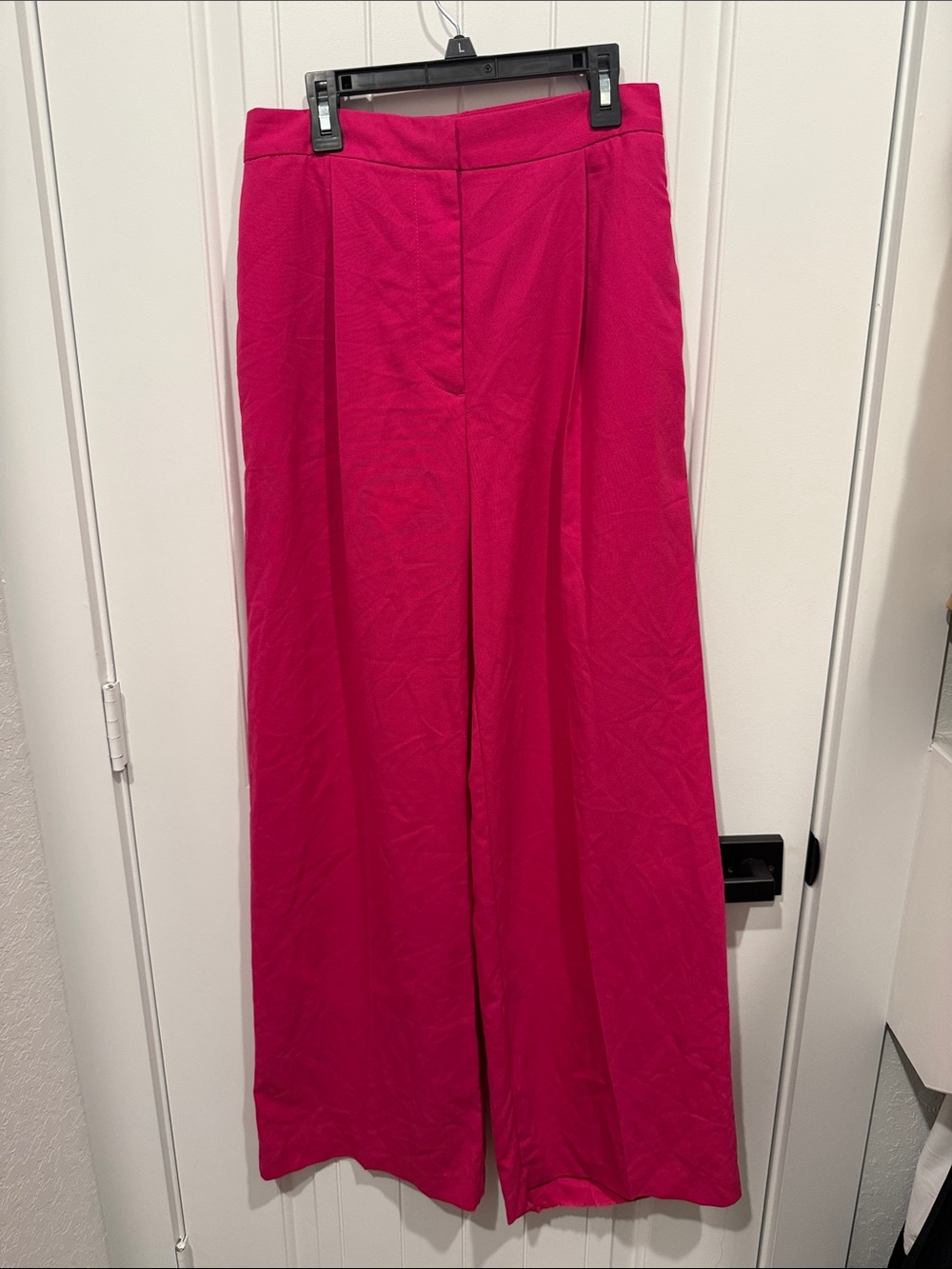 Zara Wide-Leg High-Rise Pants in Bright Fuchsia